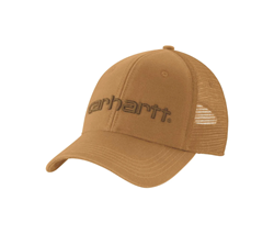Cappello in tela con rete e logo CARHARTT BROWN